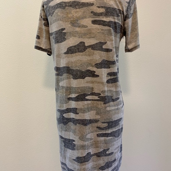LUCKY BRAND~ Women’s Burnout Camo‎ Oversized Crewneck Relaxed T-Shirt Dress XS - Picture 6 of 9